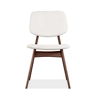 Ivory Boucle Walnut Aspen Dining Chairs, Set of 2