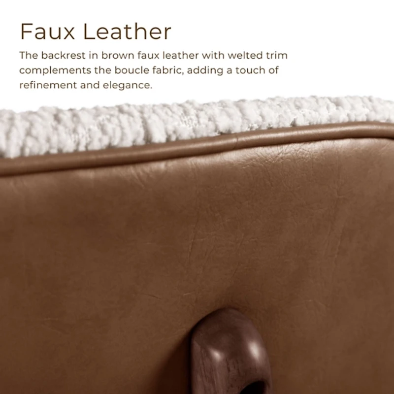 Ivory Boucle Walnut Aspen Dining Chairs, Set of 2