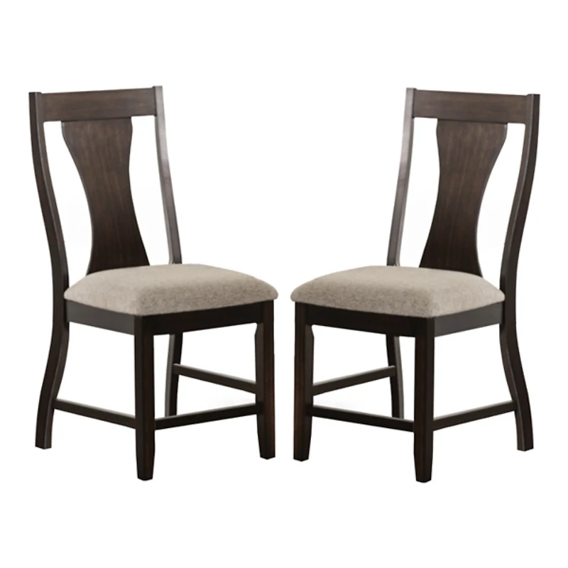 Upholstered Walnut Kix Dining Chairs, Set of 2