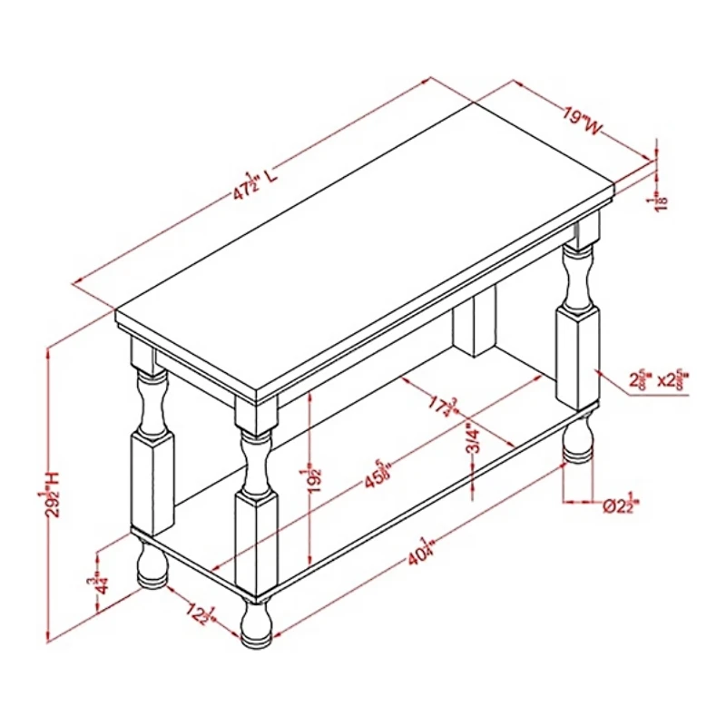 Antique Black Wood Henley Console Table