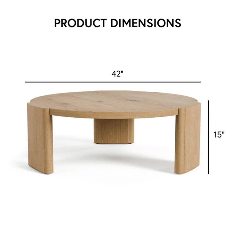 Natural Oak Wood Round Ashford Coffee Table