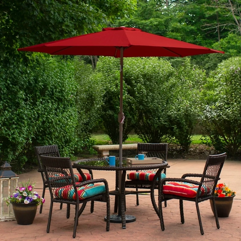 Red Tilt Hand Crank Outdoor Umbrella