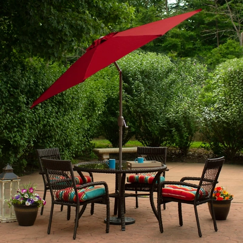 Red Tilt Hand Crank Outdoor Umbrella