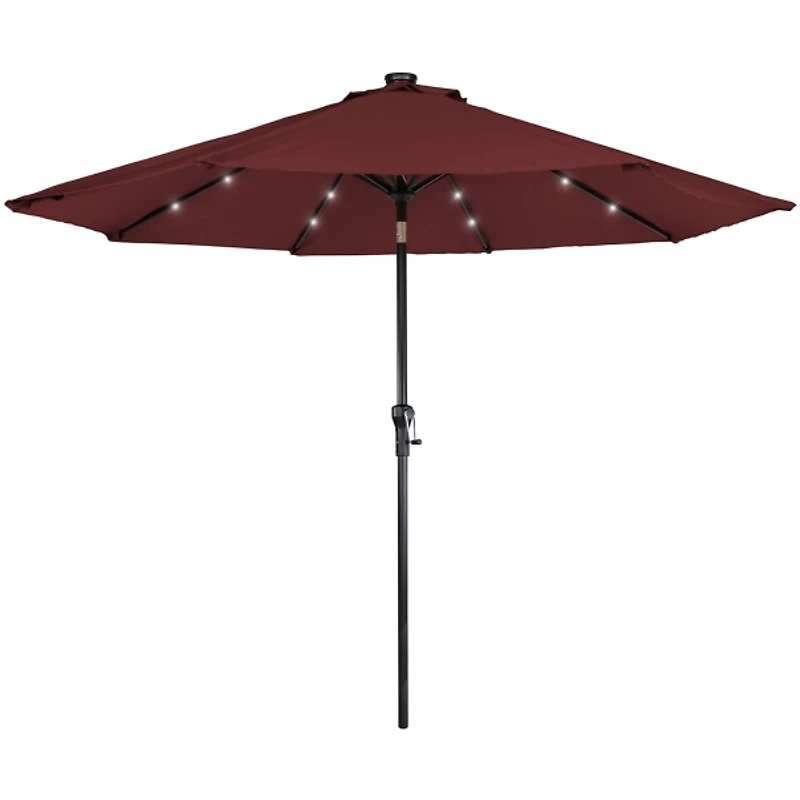 Hand Crank Solar Lighted Outdoor Umbrella