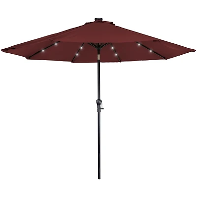 Hand Crank Solar Lighted Outdoor Umbrella