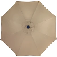 Taupe Hand Crank Solar Lighted Outdoor Umbrella