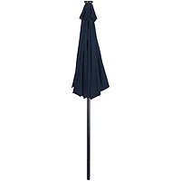 Navy Hand Crank Solar Lighted Outdoor Umbrella