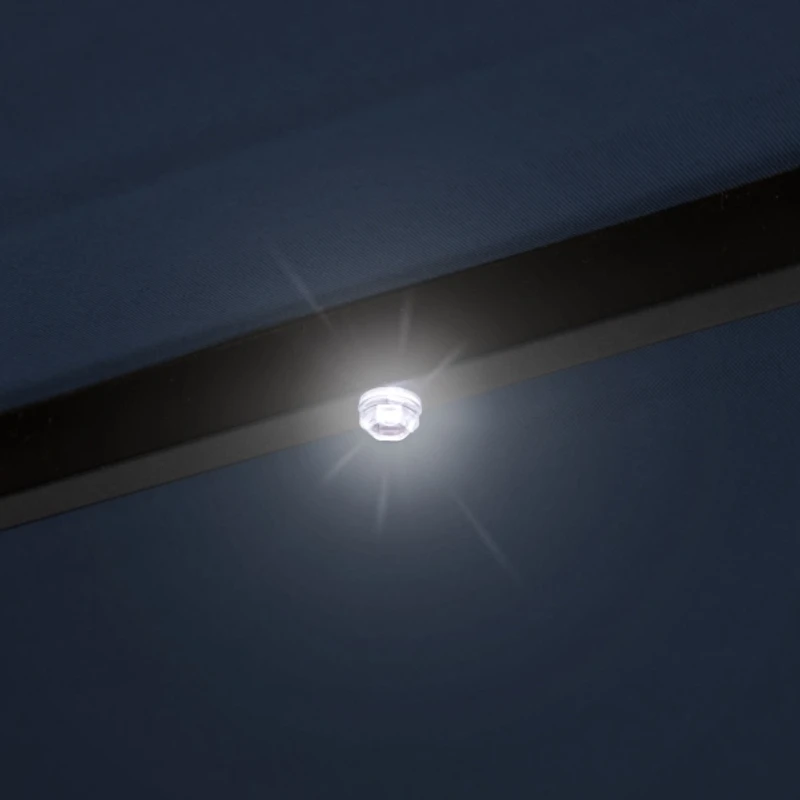 Navy Hand Crank Solar Lighted Outdoor Umbrella