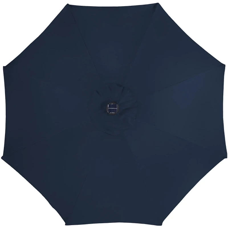 Navy Hand Crank Solar Lighted Outdoor Umbrella
