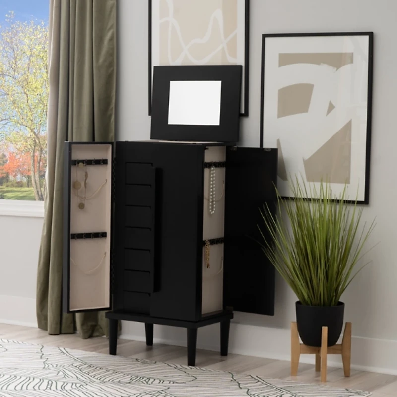 Black 7-Drawer Mekia Jewelry Armoire