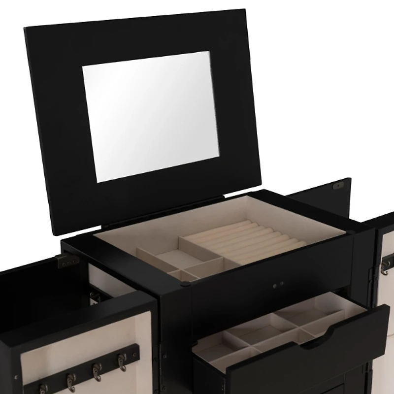 Black 7-Drawer Mekia Jewelry Armoire