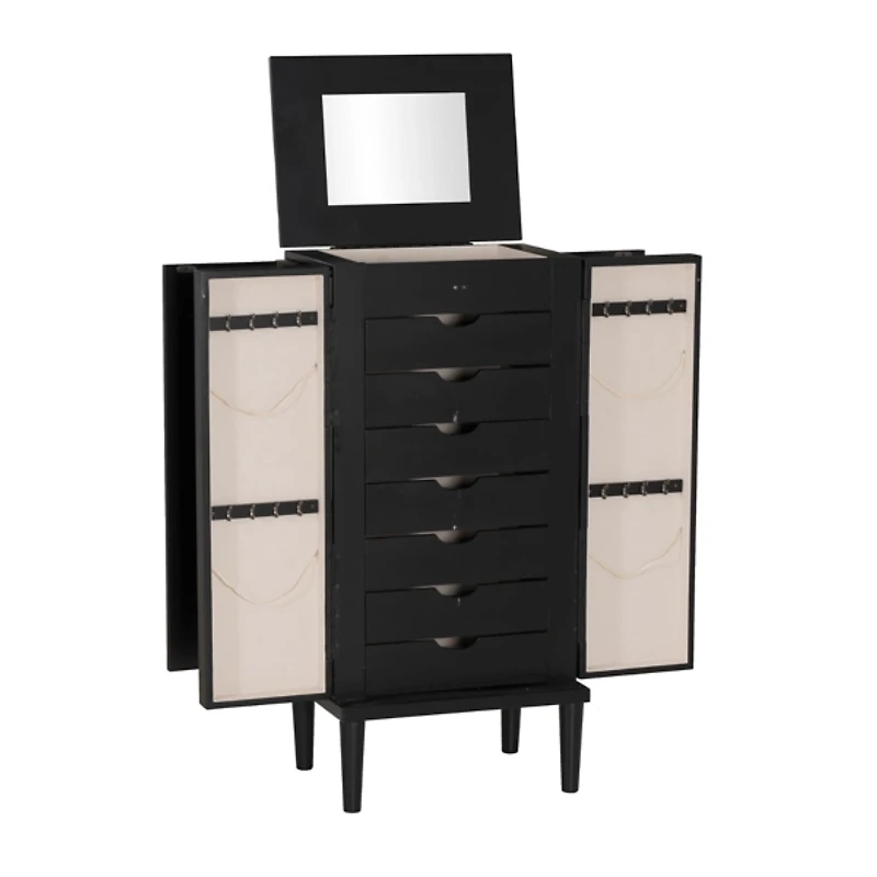 Black 7-Drawer Mekia Jewelry Armoire