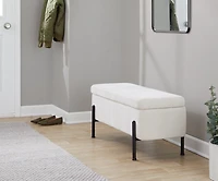 Ivory Upholstered Daniella Storage Bench