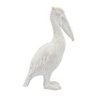 White Washed Standing Pelican Figurine