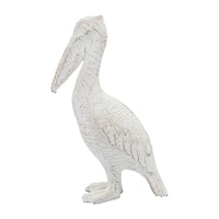 White Washed Standing Pelican Figurine