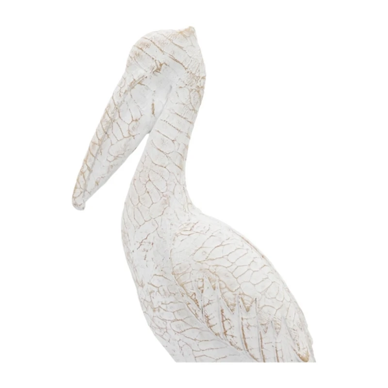 White Washed Standing Pelican Figurine