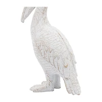 White Washed Standing Pelican Figurine