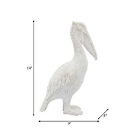 White Washed Standing Pelican Figurine