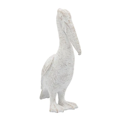 White Washed Standing Pelican Figurine