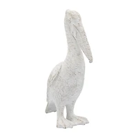 White Washed Standing Pelican Figurine