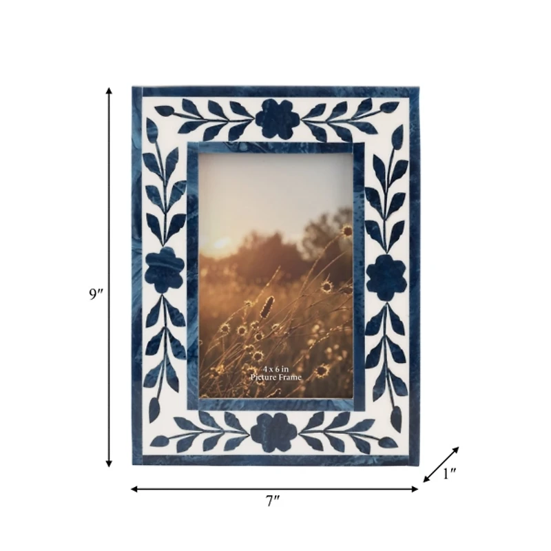 Blue and White Floral Picture Frame