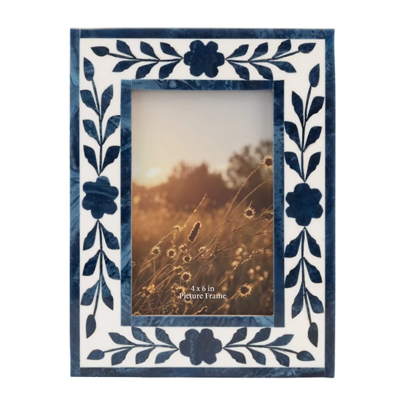 Blue and White Floral Picture Frame