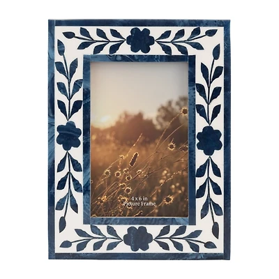 Blue and White Floral Picture Frame