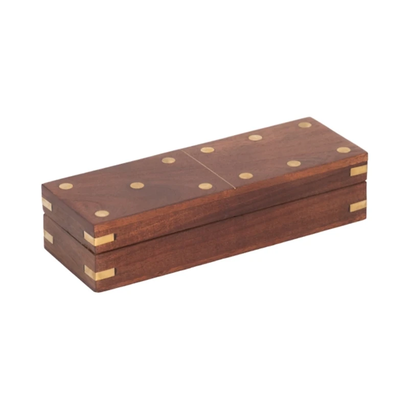 Brown Wood Dominos Box