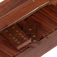 Brown Wood Dominos Box