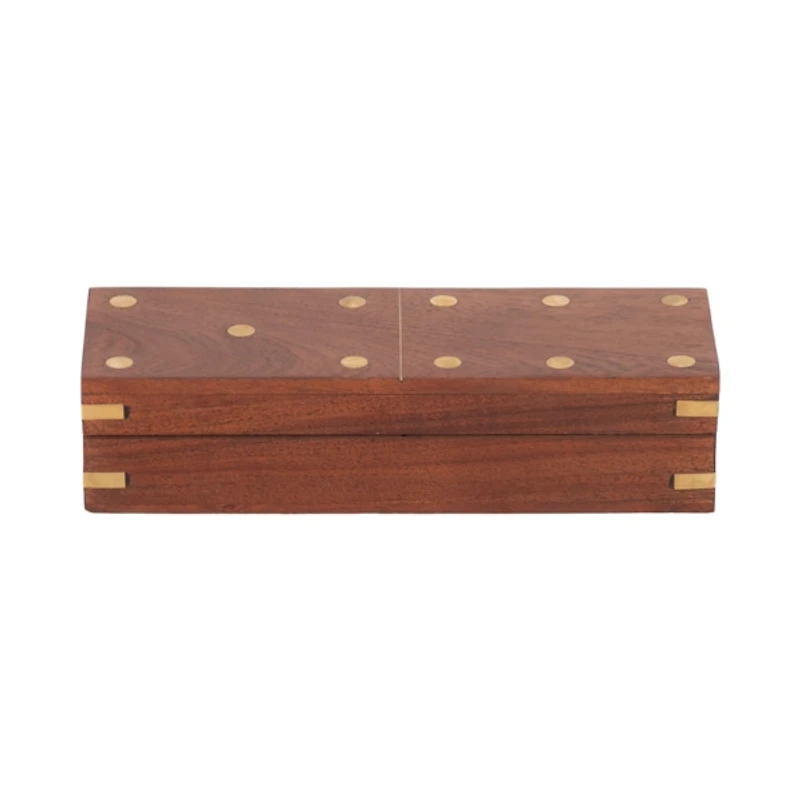 Brown Wood Dominos Box