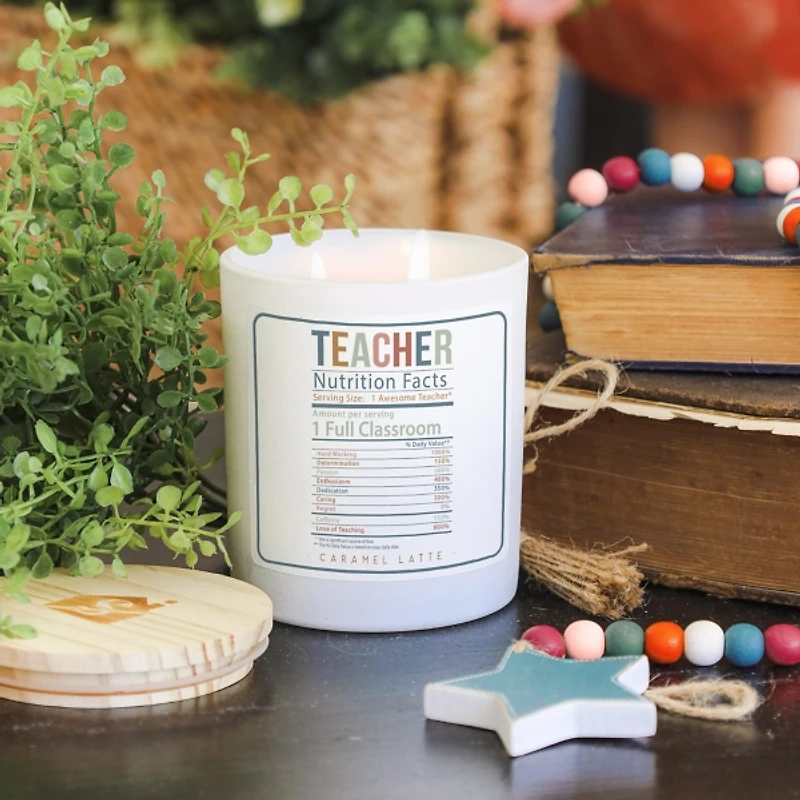 Teacher Nutrition Facts Caramel Latte Jar Candle
