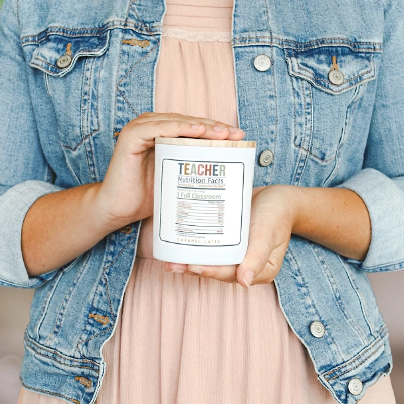 Teacher Nutrition Facts Caramel Latte Jar Candle