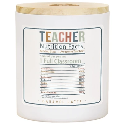 Teacher Nutrition Facts Caramel Latte Jar Candle