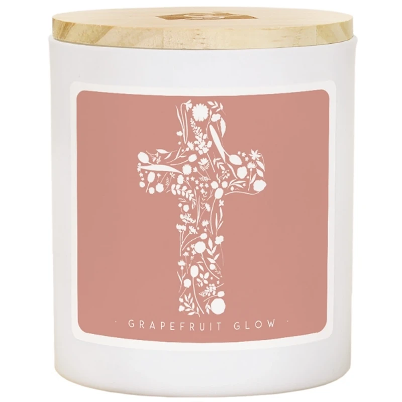 Floral Cross Grapefruit Glow Jar Candle