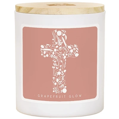 Floral Cross Grapefruit Glow Jar Candle