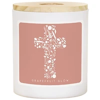 Floral Cross Grapefruit Glow Jar Candle