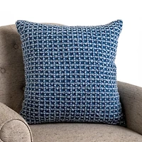 Blue Boucle Grid Pillow