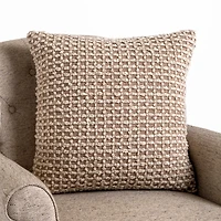 Taupe Boucle Grid Pillow