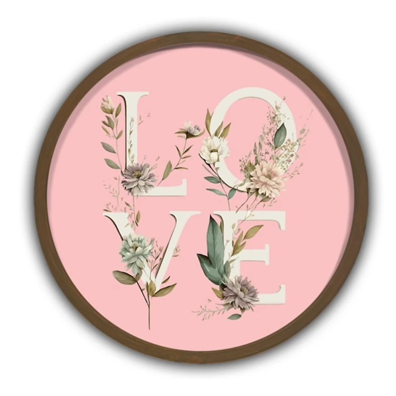Pink Botanical Love Framed Wall Plaque