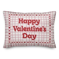 Plaid Happy Valentine's Day Indoor/Outdoor Pillow