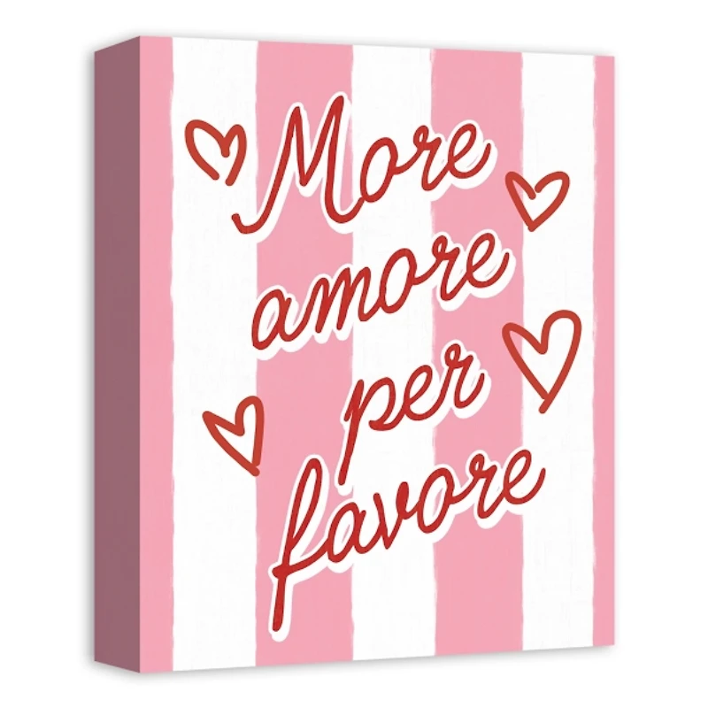 More Amore Per Favore Striped Canvas Art Print