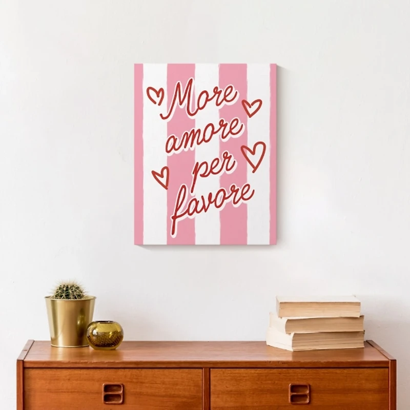 More Amore Per Favore Striped Canvas Art Print