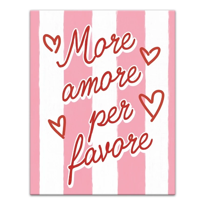 More Amore Per Favore Striped Canvas Art Print