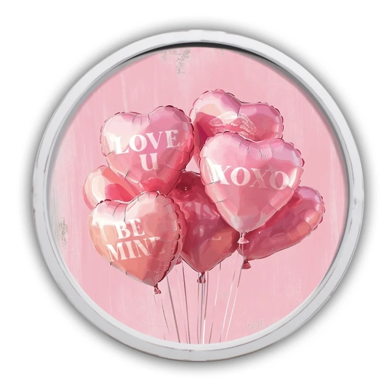 Heart Balloons Round Framed Wall Plaque