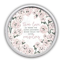 True Love Pink Florals Round Framed Wall Plaque
