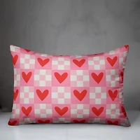 Checkered Heart Pattern Indoor/Outdoor Pillow