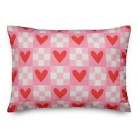 Checkered Heart Pattern Indoor/Outdoor Pillow