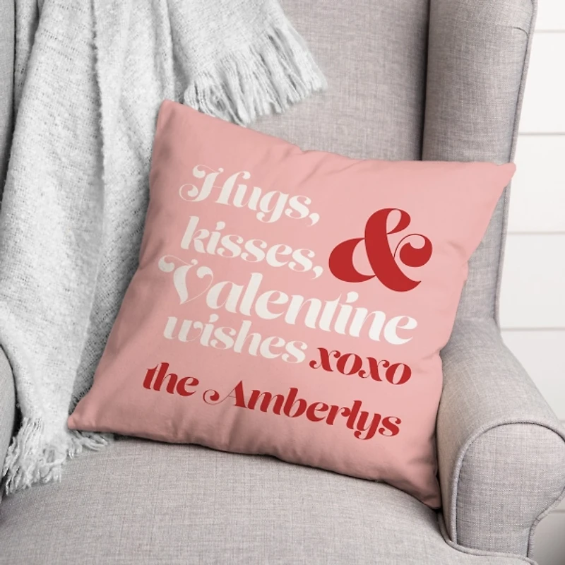 Personalized Hugs & Kisses Valentine Pillow
