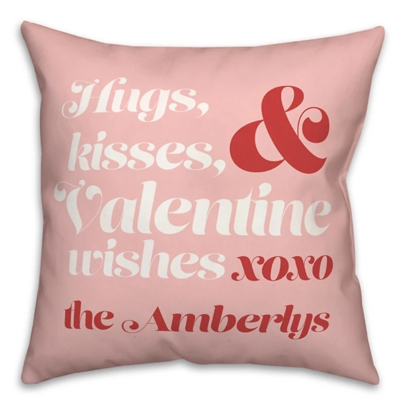 Personalized Hugs & Kisses Valentine Pillow