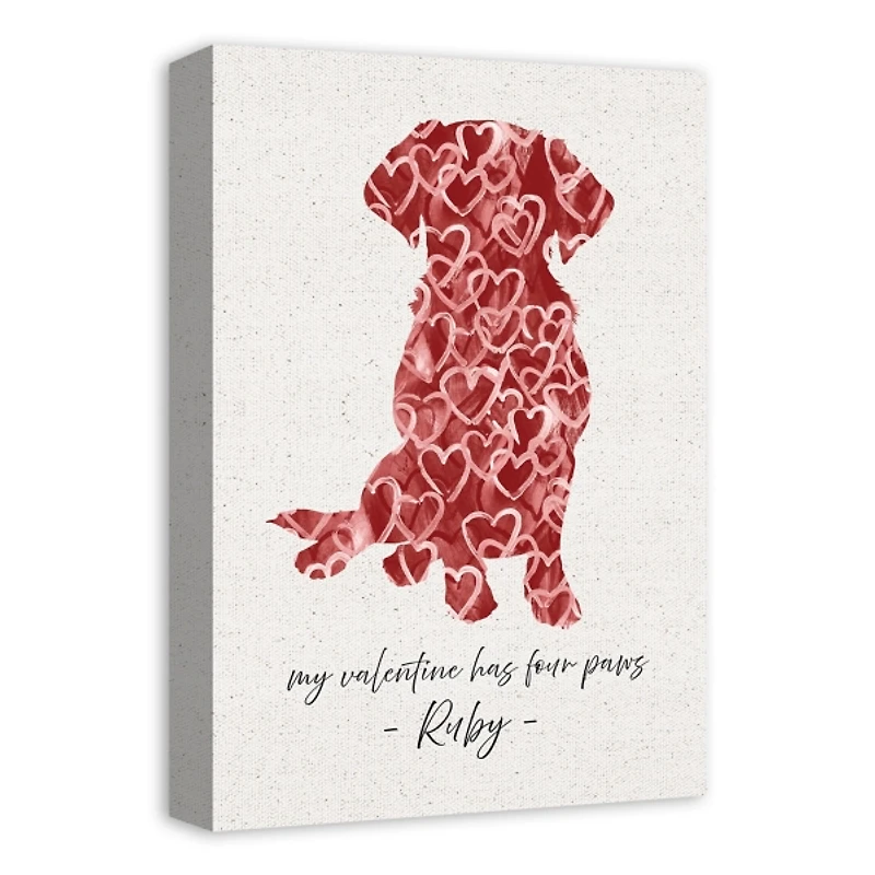 Personalized Four Paws Valentine Canvas Art Print